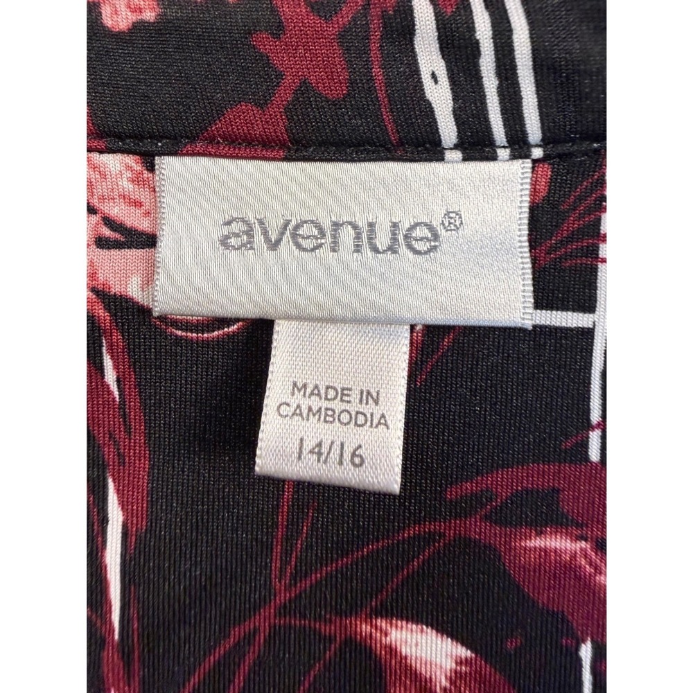 Avenue Women 14/16 Burgundy Floral Plaid Sleeveless Button Down Tunic‎ Top NWOT - Picture 6 of 13